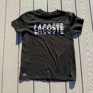 Lacoste Sport T-Shirt Mens Large Black Crocodile Logo Ultra Dry Athletic Tee Top